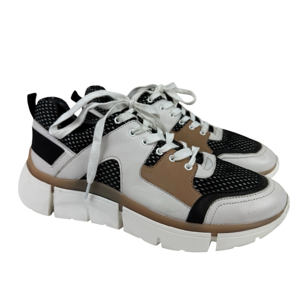 Seychelles I'll Be There Leather Sneaker White Tan Black Chunky Sole Sz 8.5